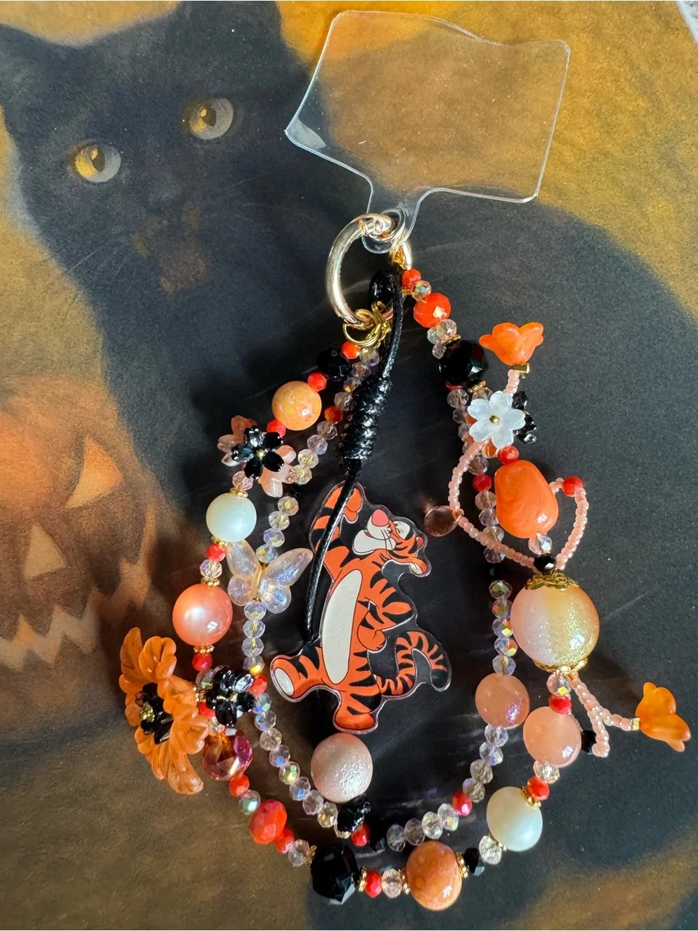 Halloween Orange Tigger Phone Charm.
